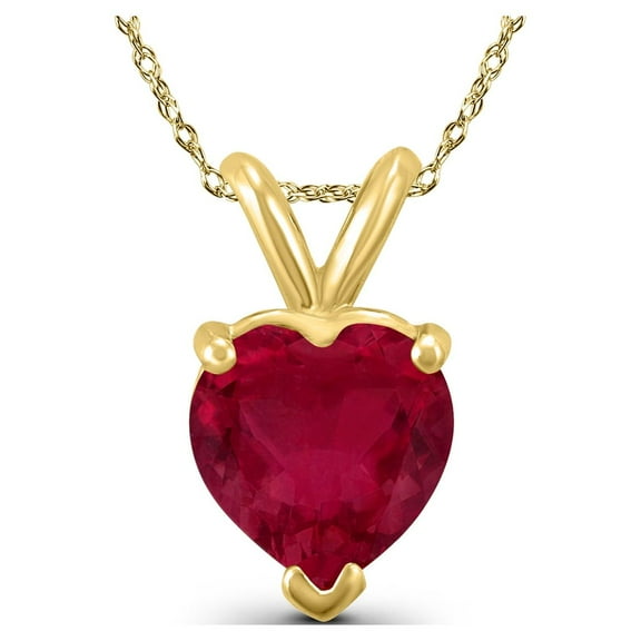14K Yellow Gold 5MM Heart Ruby Pendant