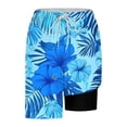 thumbnail image 4 of Summer Ready Beach Board Shorts with Layered Design and Printed Pattern for Everyday Holidays Performance Lightweight Swimwear without, 4 of 5