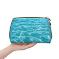 thumbnail image 4 of Picia Crystal Clear Ocean Waves Print Leather Makeup Bag Make Up Bag Travel Toiletry Bag for Her Girlfriend Teacher Teen Girl Gifts, 4 of 8