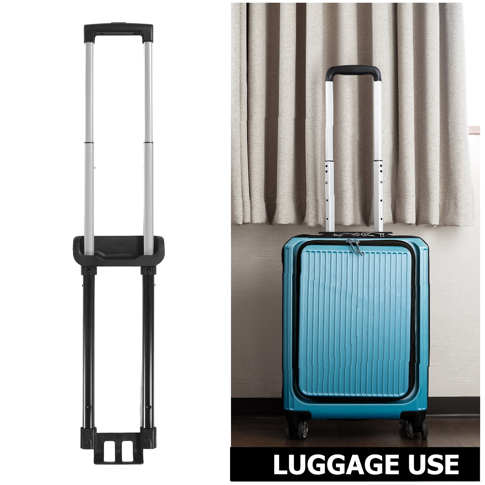 Durable Iron Telescopic Handle for Travel Luggage - Portable Replacement for Suitcase, Trolley & Luggage Carts, 17.71x7.87x1.57 inch Silver