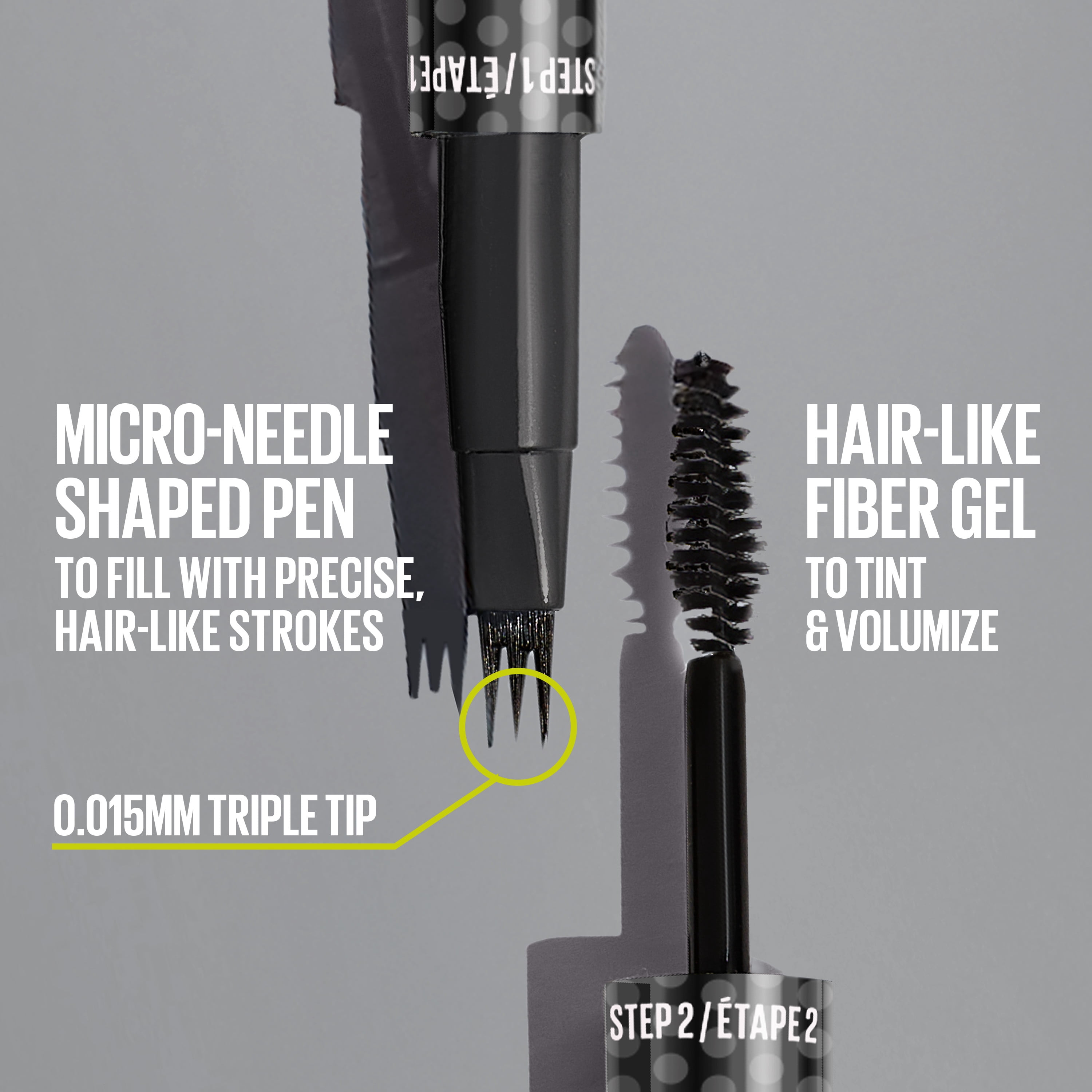 Maybelline Brow Inserts 2-in-1 Eyebrow Pencil and Brow Gel, Deep Brown, 0.04 fl oz
