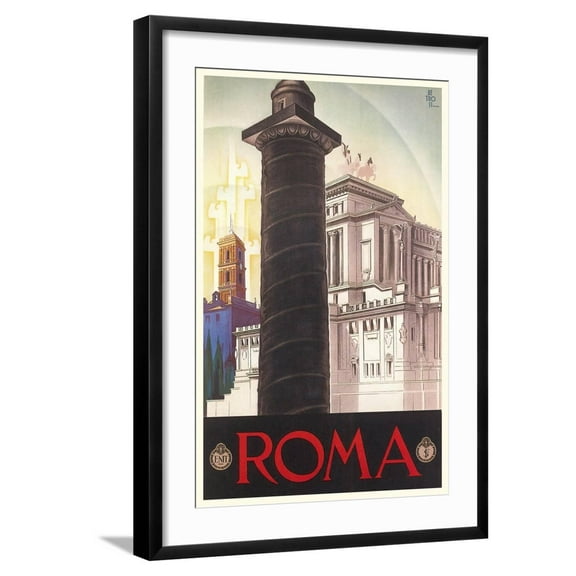 Art.com Travel Poster for Rome Art Print, Black Frame Wall Art, 21" x 29"