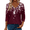Red Floral SF186, variant on 3/4 Length Sleeve Womens Work Blouses V Neck Casual Fashion Tops