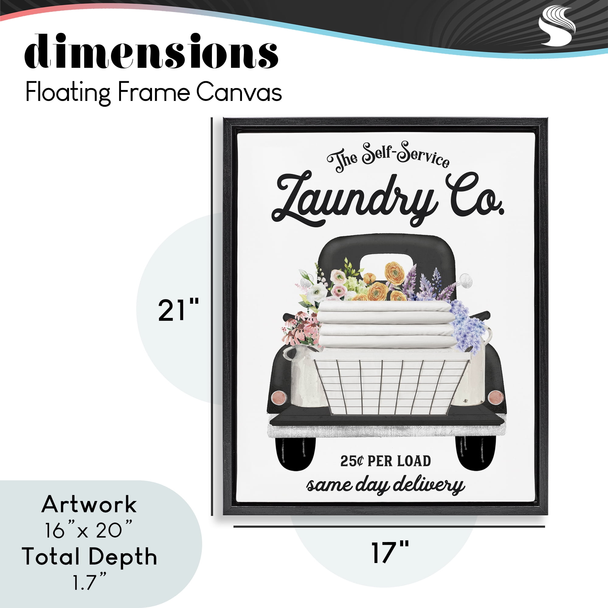 Laundry Service Truck Black Framed Floater Canvas Wall Art, design by Lettered and Lined