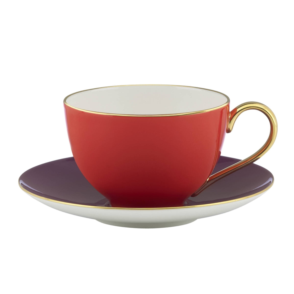 kate spade new york Greenwich Grove Flame Teacup and Purple Saucer Set