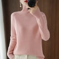 thumbnail image 4 of Curuila Women Turtleneck Sweater Knitted Solid Color Long Sleeve Soft Warm Thick Loose Autumn Winter Pullover Pink Size Xl, 4 of 5
