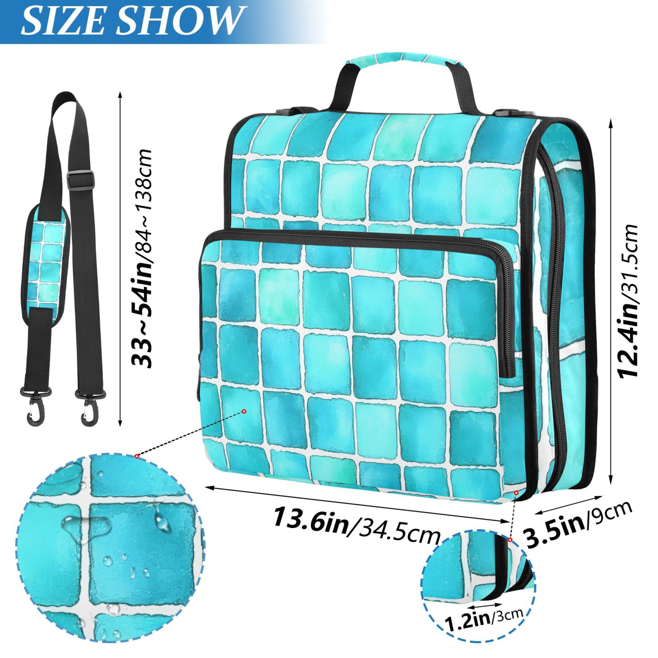 ALAZA Zipper Binder Turquoise Checkered 3 Ring Trapper Keeper File Folder Organizer Bag