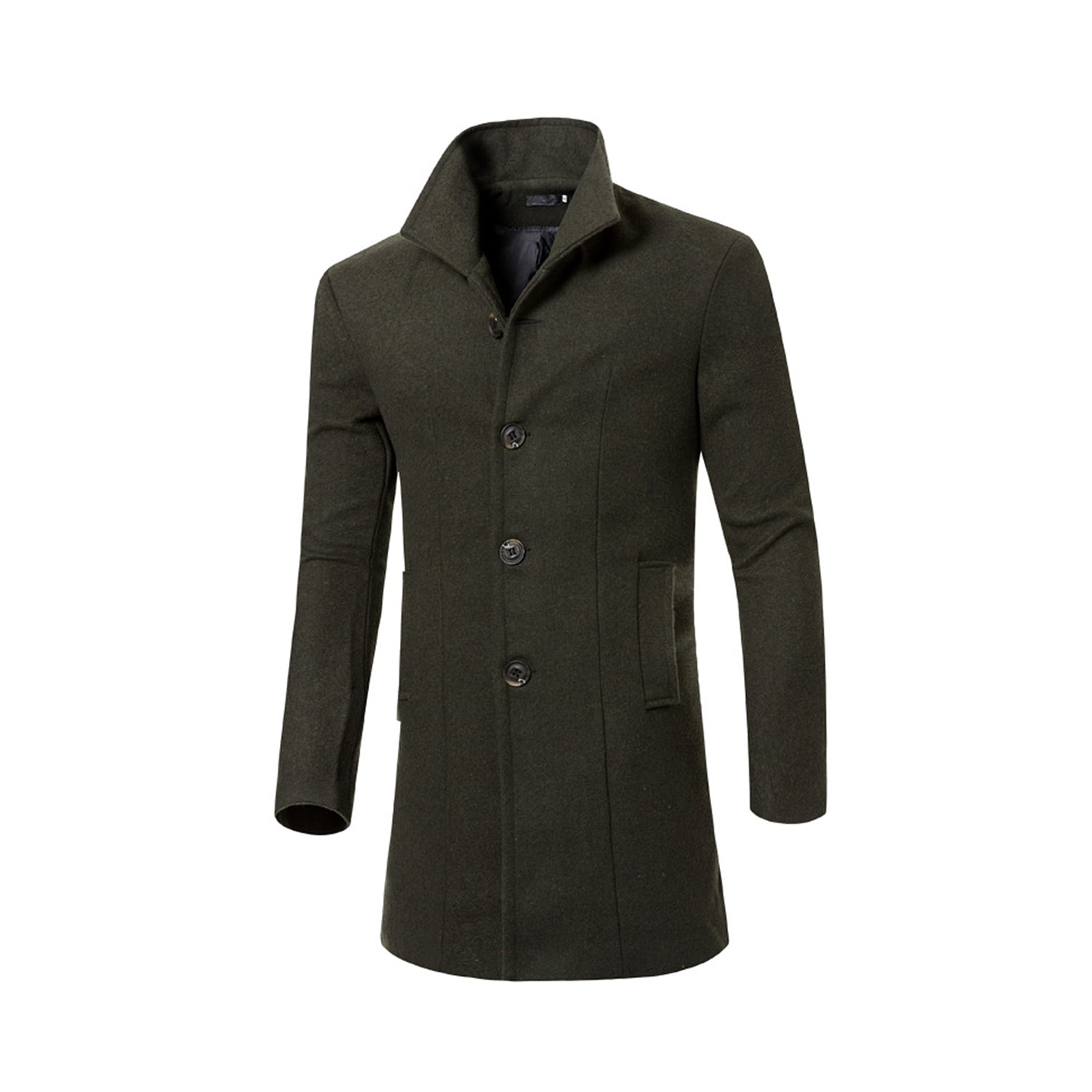 RUIYUNS Mens Warm Wool French Front Slim Fit Long Business Coat Trench Peacoat Parka