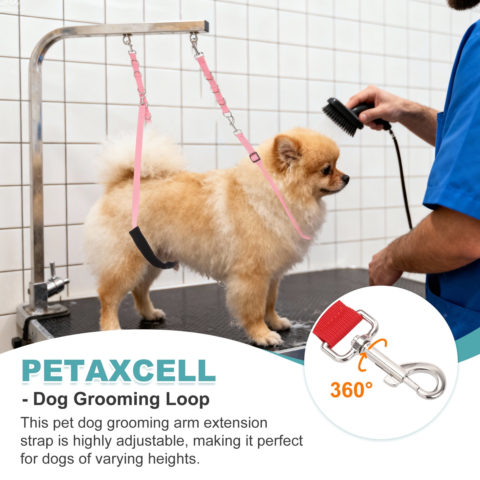 Uxcell Dog Grooming Belly Strap, Pet Grooming Loops Grooming Harness Table Arm Extender with D-Rings Restraint Leash (Fluorescent Green, 3 Pcs), for Small Medium Dogs Hair Cutting Washing