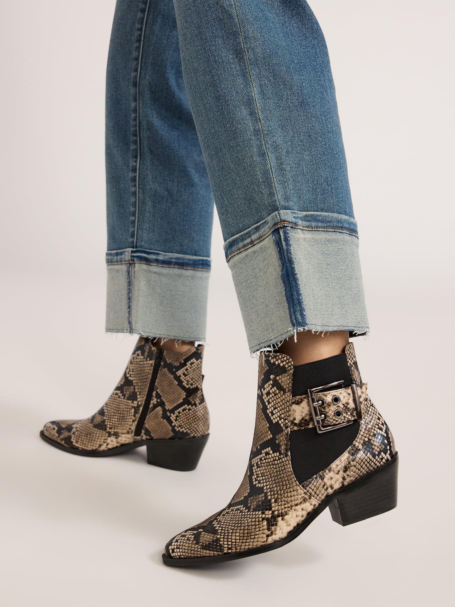 Scoop Women’s Faux Leather Moto Buckle Ankle Booties