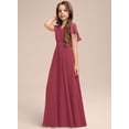 thumbnail image 4 of Drtj 2-14T Kids Junior Bridesmaid Flower Girl Elegant Formal A-line V-Neck Floor-Length Chiffon Dresses, 4 of 6