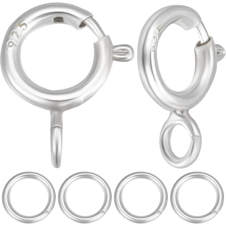 Box 20Pcs Spring Ring Clasps 925 Sterling Silver Spring