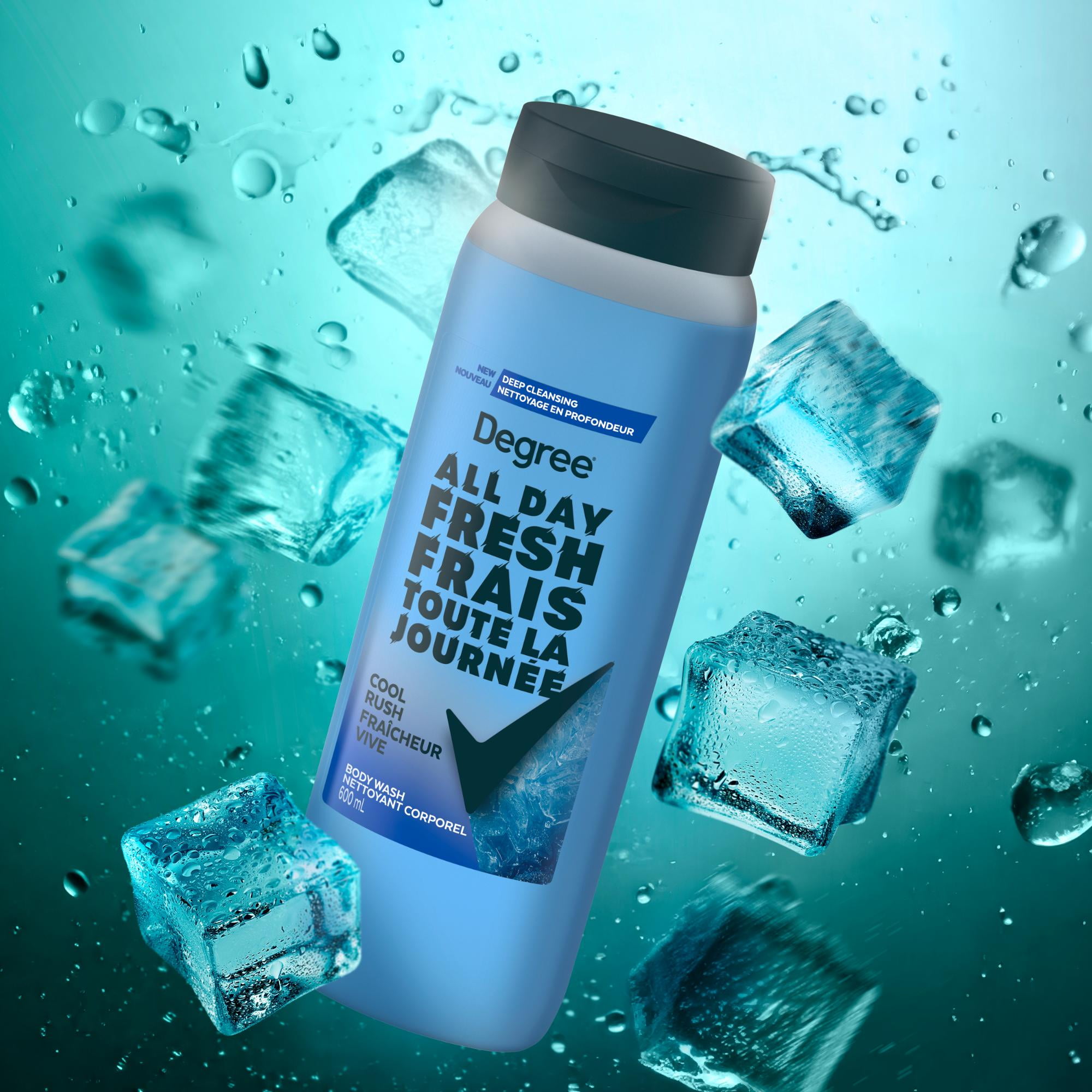Degree All Day Fresh Body Wash, Cool Rush, Deep Cleansing for Hydrated Skin, Made with Plant Based Cleansers, 600mL