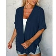 thumbnail image 4 of JGGSPWM Womens Solid Shrugs Tops Lightweight Cardigan Fall 2023 Tunic Side Split Cardigans 3/4 Sleeve Shirts Dressy Casual Outwear Navy S, 4 of 7