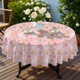 thumbnail image 4 of Easter and Easter Eggs Light Pink Pattern Round Tablecloth 60", Wrinkle-Resistant Wipeable Cover for Kitchen, Dining, Picnic & Patio, 4 of 6