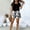 Black, variant on Morttic Women's Short Sleeve Tee & Printed Shorts Set – Solid Top with Patterned Bottom Spring/Summer Casual Wear Purple，XXL