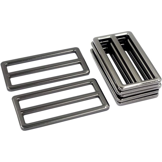 Correa de cincha deslizante de 2 pulgadas, hebillas de deslizamiento triple, botones de deslizamiento triple, sujetadores de aleación de zinc, 10 piezas (plata)