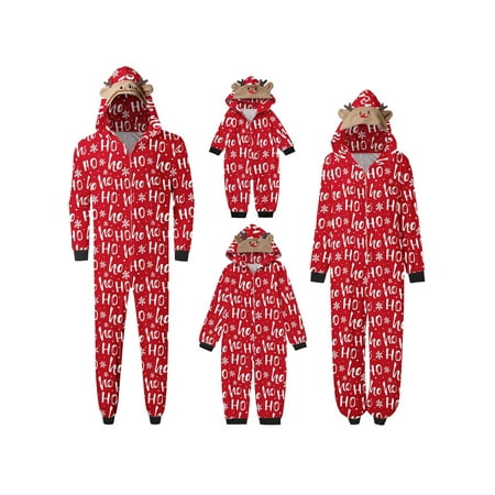

Ma&Baby Family Christmas Pjs Matching Sets Jumpsuit with Hood Pajamas for Xmas Sleepwear