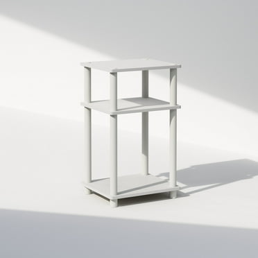 Furinno Just 3-Tier Turn-N-Tube End Table, 1-Pack, White