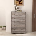 thumbnail image 5 of HUJAUU 6 Drawer Dresser, Tall Chest of Drawer for Bedroom, Wood Storage Cabinet Dresser Organizer for Living Room, Hallway, Gray, 5 of 7