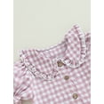 thumbnail image 5 of Wassery 2PCS Kids Girls Summer Outfits Short Sleeve Doll Collar Plaid Print Button Shirt + Shorts Set 2 3 4 5 6 Year Toddler Baby Girls Clothes, 5 of 8