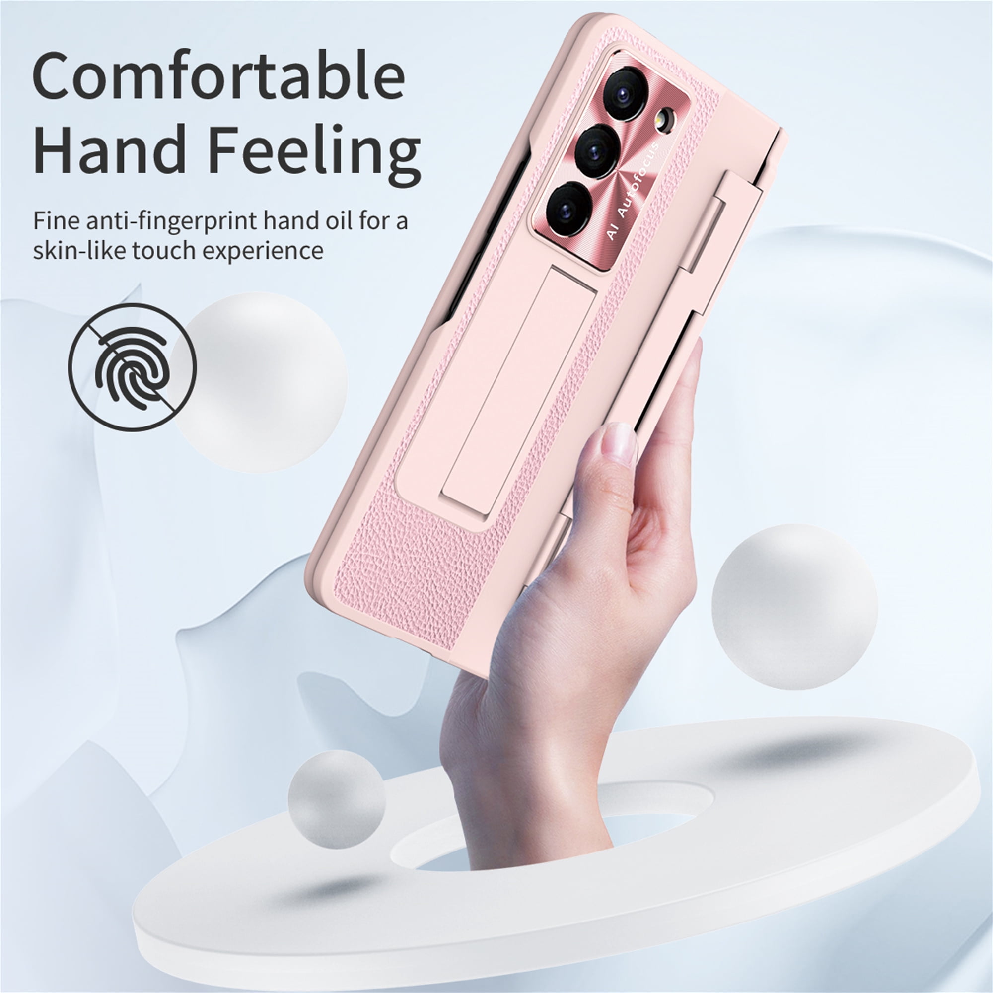 Allytech Galaxy Z Fold4 Case with Screen Protector, Kickstand Rugged Protective Shockproof Anti-Scratch Hinge Protection Phone Case for Samsung Galaxy Z Fold 4 - Pink