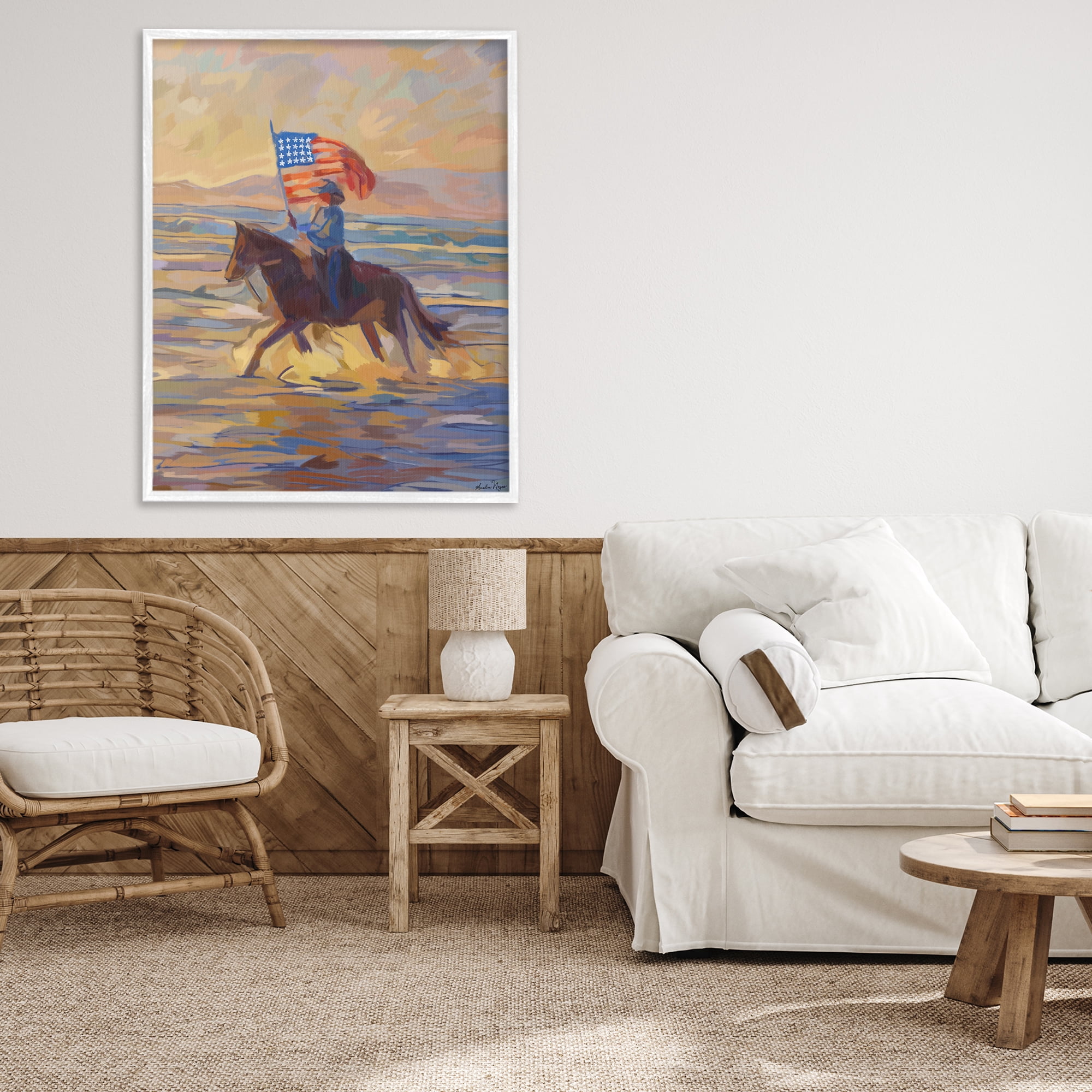 Stupell Industries American Cowgirl Abstraction White Framed Giclee Art, design by Amelia Noyes