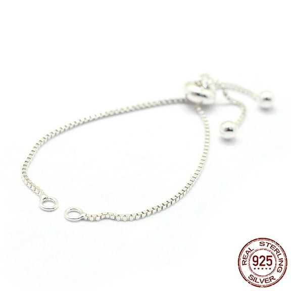 1pc Sterling Silver Chain Bracelet Making Slider Bracelets Making Silver Total Length: 4-3/4 inch(12cm) 0.7mm Hole: 2mm Sterling Silver