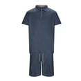 thumbnail image 5 of Wyzesi Athletic Shorts Suit for Men Inseam Men's Suit Two Suits Men's Solid Color Shirt and Shorts Zipper Access Top Plus Suit Jacket Men Shorts Suit Set Men Piece Outfits Fall, 5 of 5