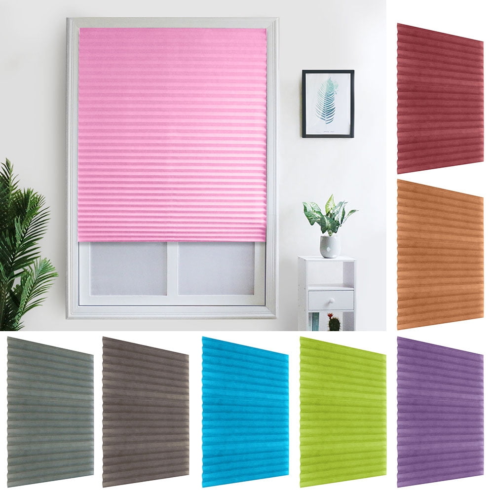 Blackout Blind Pleated Blind Curtain Home Office Self Adhesive Window Curtains 