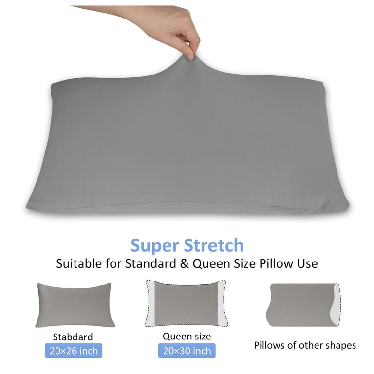  Jersey Knit Pillow Cases Standard/Queen Set of 2 - Grey  Pillowcases with Ultra Soft T-Shirt Like Microfiber Blend - Envelope  Closure & Suitable for Queen/Standard Pillows, Light Gray : Baby