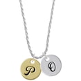 thumbnail image 1 of Delight Jewelry Goldtone Large Disc Letter - P - 3/4'' Silvertone Script Initial Disc - O - Charm Necklace, 20"+3", 1 of 4
