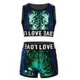 thumbnail image 1 of YONGHS Kids Girls Hip-hop Jazz Costume Shiny Sequins Sleeveless Crop Top Shorts Set, 1 of 6