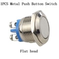 thumbnail image 2 of 16Mm Screw Foot Waterproof Metal Push Button Switch Self-Reset Power Switch Flat Head, 2 of 7