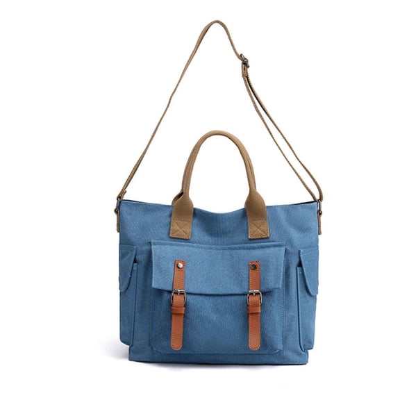 GASTROPOD Canvas Tote Bag Large Capacity Casual Commuter Shoulder Bag Washable Vintage Two Buckle Multicolor Practical Simple