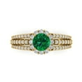 thumbnail image 2 of 1.76ct round cut green emerald 18k yellow gold halo Bridal Wedding Engagement Promise Anniversary Ring for Women size 9.5, 2 of 7