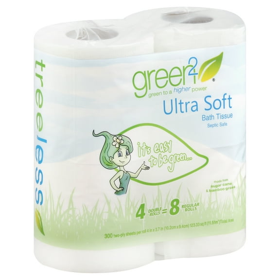 Green2 Tree Free Bath Tissue 2-Ply 300 Sheets 4 Pc (Pack Of 24)