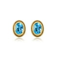 thumbnail image 2 of Gem Stone King 1.60 Ct Oval Shape Swiss Blue Topaz 18K Yellow Gold Plated Silver Stud Earrings for Women Men, 2 of 2