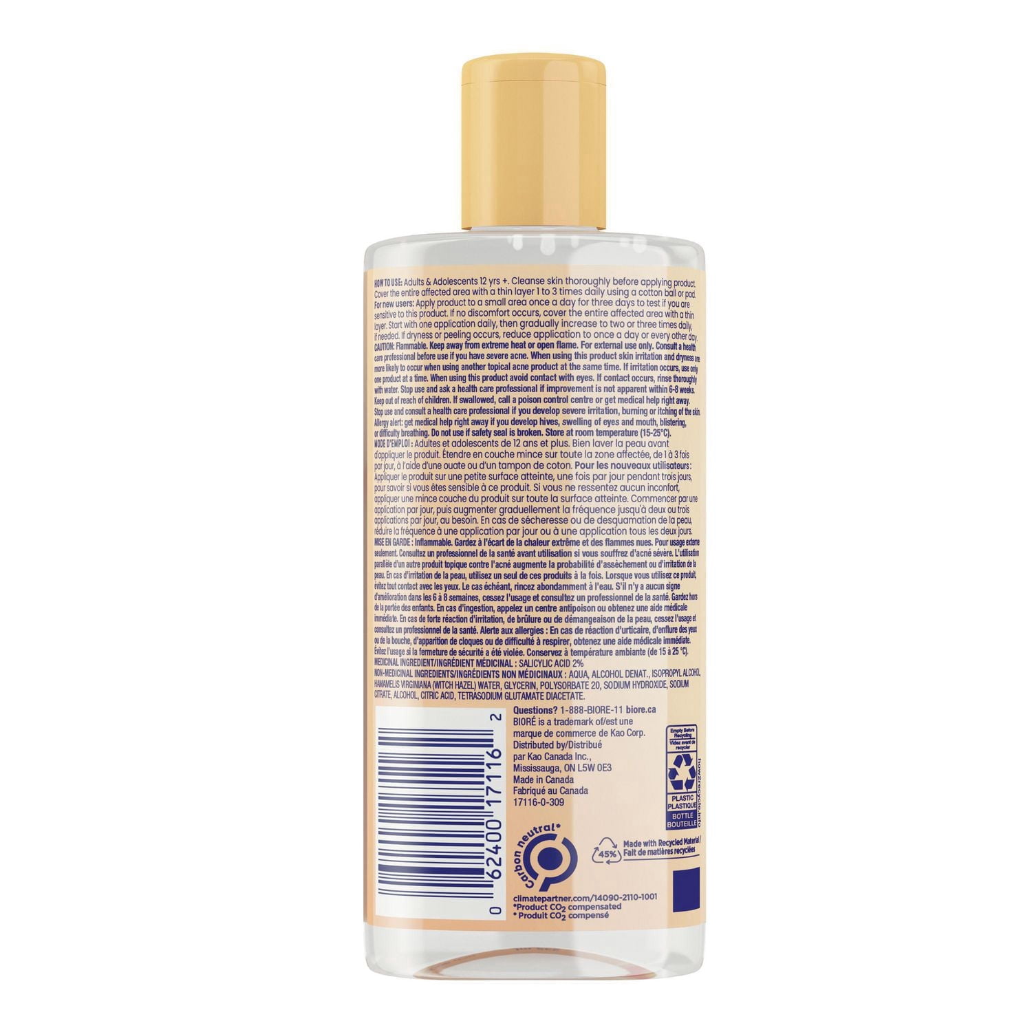 Bioré Pore Clarifying Toner with Witch Hazel, Salicylic Acid Facial Skin Care for Acne Prone Skin, 235mL
