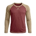 thumbnail image 3 of Daiosportswear Color Block Tops for Men Casual Stylish Crewneck Raglan Long Sleeve Baseball Tee Shirts Fall Pullover Red M, 3 of 7