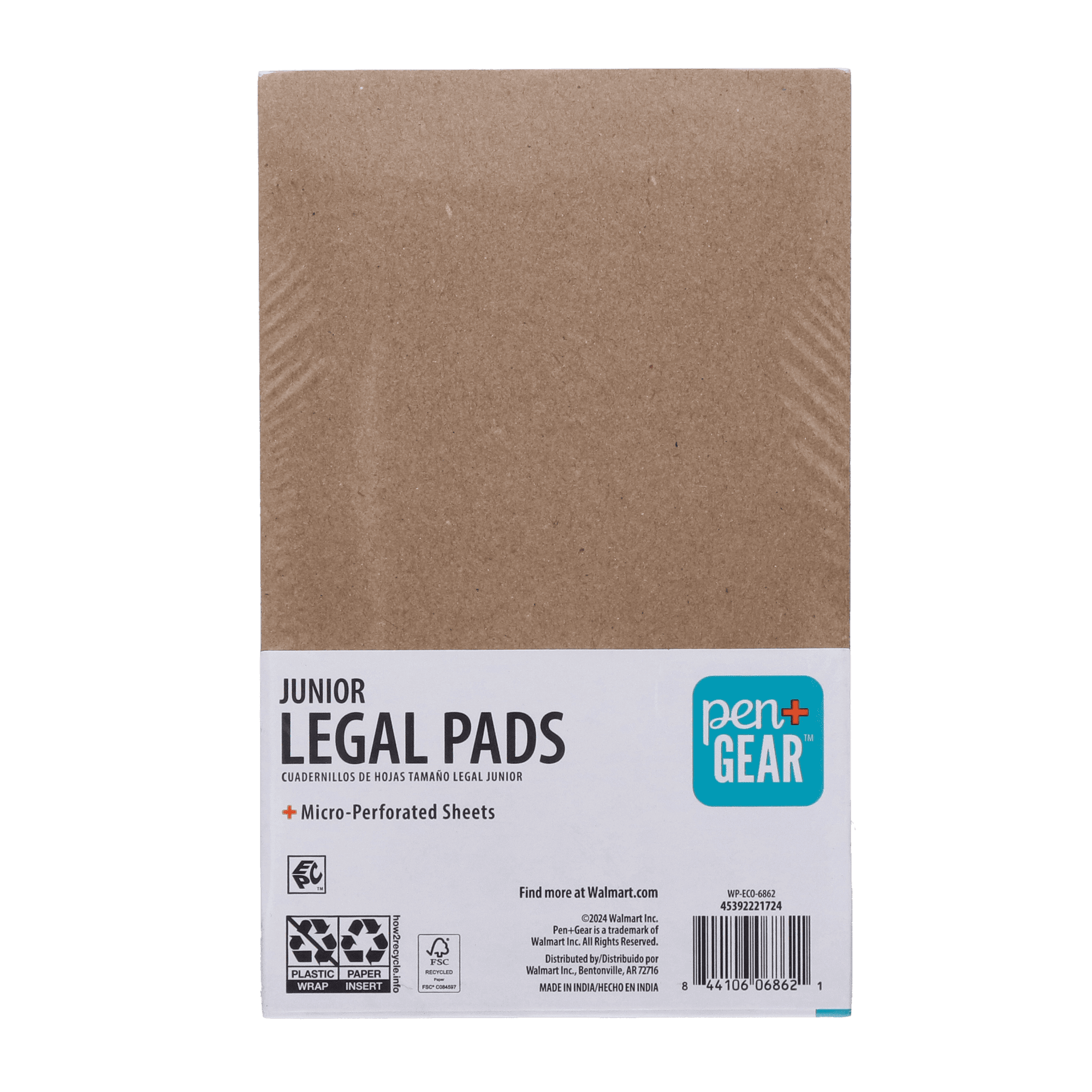 Pen+Gear Junior Legal Pads, Wide Ruled, 5"x8", White Paper, 50 Sheets per Pad, 12 per Pack