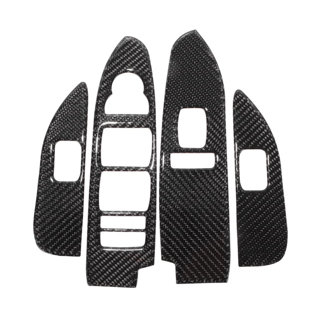 Unique Bargains Window Lift Switch Panel Trim Cover for Cadillac CTS 2008-2013 Front Rear Car Door Window Control Button Interior Accessories Carbon Fiber Black