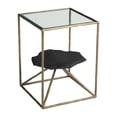 thumbnail image 6 of Ranol Side Table Brass End Table, Modern Style, Glass, Natural Marble rectangular shape tabletop, Iron, Indoor Living, 6 of 10