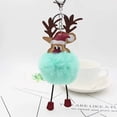 thumbnail image 4 of Llavero con colgante de alce de felpa de cuero, Pompón, Bola de piel de reno, muñeco, adornos de Navidad, recuerdos de fiesta, nuevo, 4 of 4