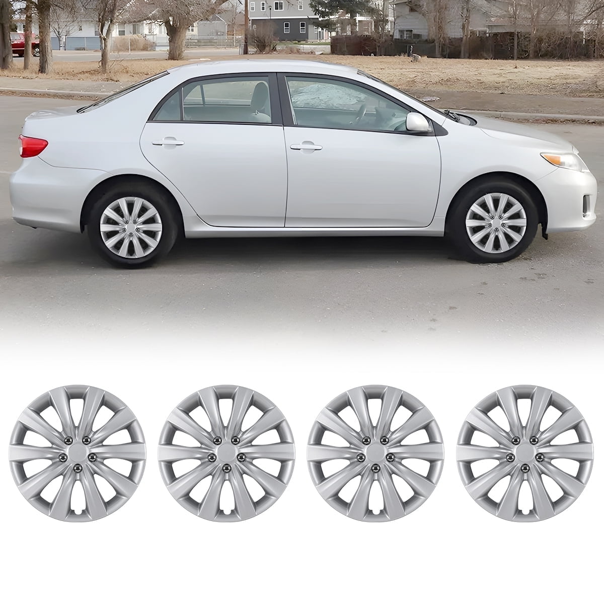 4-Pack 17" Hubcaps Wheel Covers For Toyota RAV4 (2019-2025) - Black, Snap-On Design For Steel Wheels