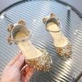 thumbnail image 4 of Staki Princess Shoes Toddler Girls Dress Shoes Flower Girl Flats Pearls Bow Mary Jane Wedding Party Flora Shoes Gold,11.5 Little Kid, 4 of 5