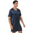 thumbnail image 6 of iiniim Men's Nightshirt Satin Nightwear Comfy V Neck Short Sleeve Soft Loose Pajama Sleep Shirt, 6 of 7