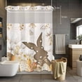 thumbnail image 2 of No Hook Shower Curtain with Snap in Liner, Easter Bunny Eggs Floral Leaves Waterproof Fabric Bathroom Curtain Mesh Top Window, Vintage on Letter Back Shower Curtains 60x72in, 2 of 9