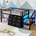 thumbnail image 4 of Leumius Twin Size Loft Bed with Storage Drawers and Stairs,Metal Loft Bed with Lights and Ample Under-bed Spaces,Multi-Storage Spaces,Black, 4 of 15