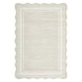 thumbnail image 5 of GlowSol 9'x12' Scalloped Washable Area Rugs for Living Room, Modern Bordered Distressed Rug, Non-Slip Low Pile Carpet for Dining Room Home Office, Ivory White, 5 of 7